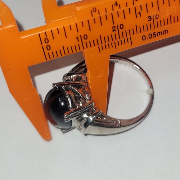 Ring 8 carat Black Tourmaline and Diamond Sterling Silver sz 10 - Picture 3 of 7